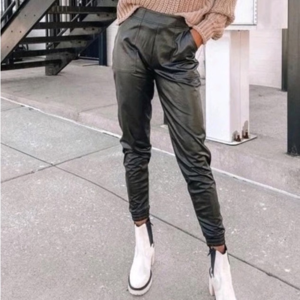 Spanx Faux Leather Joggers Black Size Small